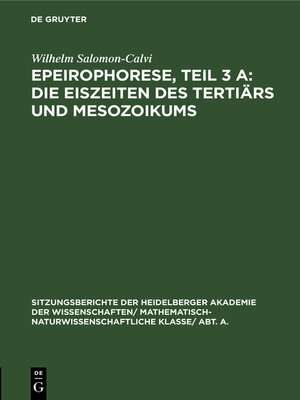 cover image of Epeirophorese, Teil 3 A